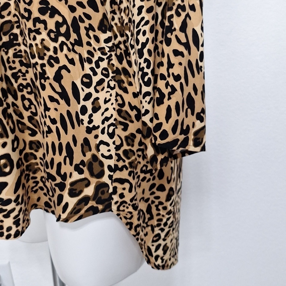 New Directions Brown Black Academia Animal Print Mobwife Relaxed Fit Blouse XL - Picture 11 of 14